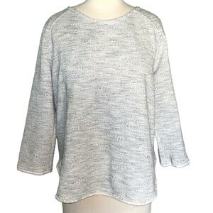 004: W5 CONCEPTS white scoop neck long sleeve sweater fringe edge women's large